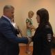 На аппаратном совещании глава городского округа Вячеслав Телегин вручил значками ГТО, медали, почетные грамоты целой группе жителей города
